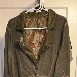 Aratta Heart of Autumn Terry Button Down Size
